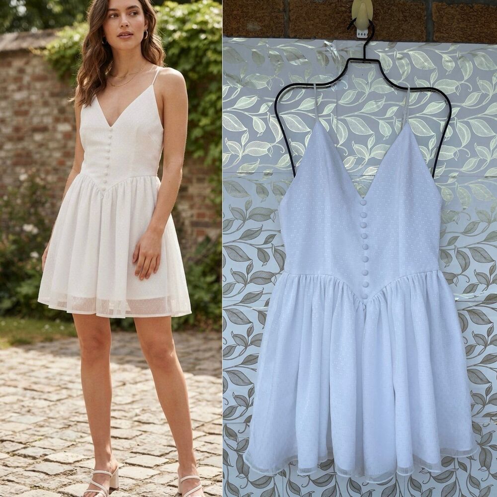 Adeirlina Whimsigoth White Metallic Sparkle Sundress Sz S